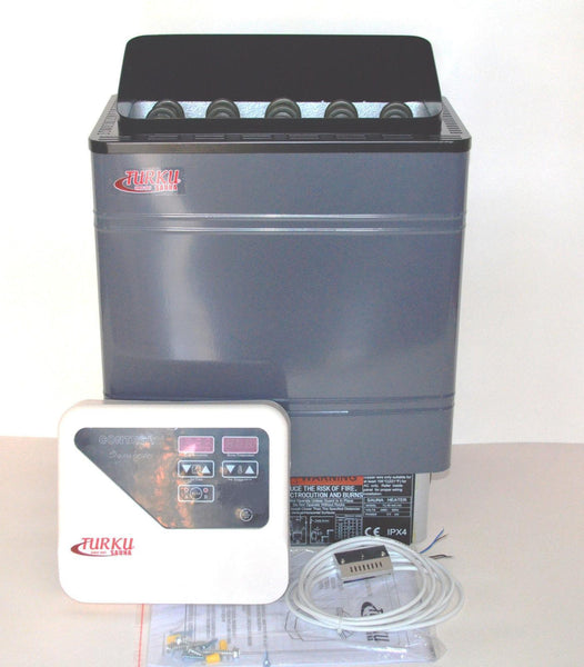 TURKU TU60WD-OD - RESIDENTIAL 6KW WET & DRY 240V SAUNA HEATER STOVE EXTERNAL CON5 DIGITAL CONTROLLER